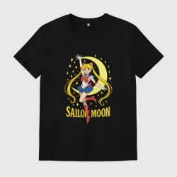 Мужская футболка хлопок Sailor Moon на фоне луны