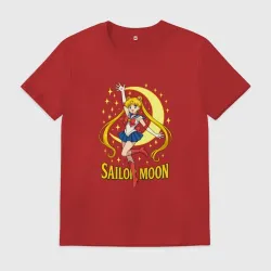 Мужская футболка хлопок Sailor Moon на фоне луны