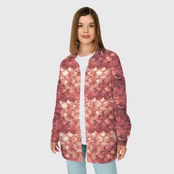 Женская рубашка oversize 3D Чешуя кольчуга красного дракона - фото 2
