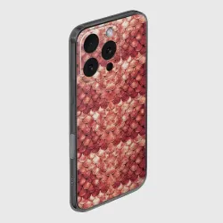 Чехол для iPhone 16 Pro Max силиконовый с защитой камеры Чешуя кольчуга красного дракона - фото 2