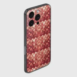 Чехол для iPhone 16 Pro силиконовый с защитой камеры Чешуя кольчуга красного дракона - фото 2