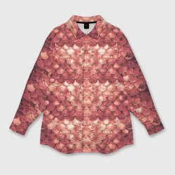 Женская рубашка oversize 3D Чешуя кольчуга красного дракона
