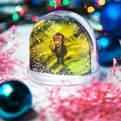 Игрушка Снежный шар Обезьяна бизнесмен в костюме и с бананом - фото 2