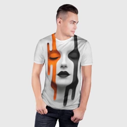 Мужская футболка 3D Slim Лицо на светлом фоне - фото 2