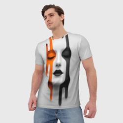 Мужская футболка 3D Лицо на светлом фоне - фото 2