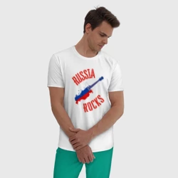Мужская пижама с белой футболкой хлопок Россия рулит - фото 2