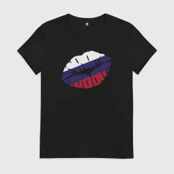 Женская футболка хлопок Russian kiss
