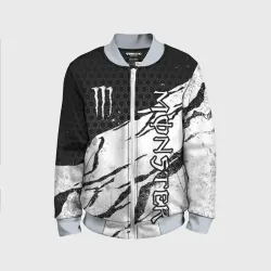 Детский бомбер 3D Manster energy - white