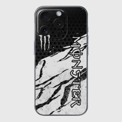 Чехол для iPhone 15 Pro Max силиконовый с защитой камеры Manster energy - white