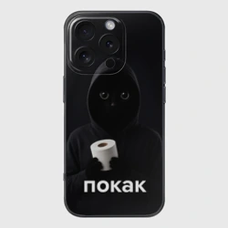 Чехол для iPhone 16 Pro силиконовый с защитой камеры Кот окак - покак мем