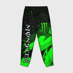 Детские брюки 3D Monster energy - зеленые брызги