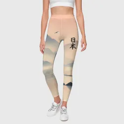 Леггинсы 3D Япония - туманное утро в горах - фото 2