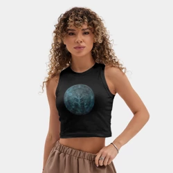 Женская укороченная майка-топ хлопок Дерево иггдрасиль - скандинавская мифология - фото 2