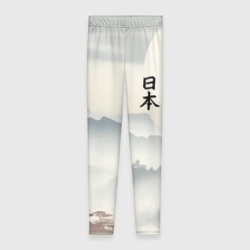 Леггинсы 3D Японский туманный пейзаж  - минимализм