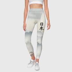 Леггинсы 3D Японский туманный пейзаж  - минимализм - фото 2