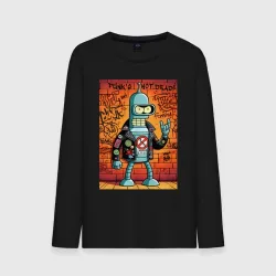 Мужской лонгслив хлопок Robot Bender - punk is not dead meme