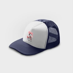 Кепка тракер с сеткой Пес на мотоцикле - фото 2