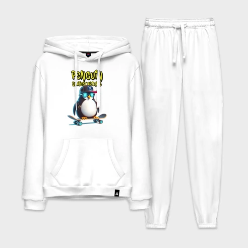 Мужской костюм хлопок с толстовкой Penguin skateboarding - ai art fantasy