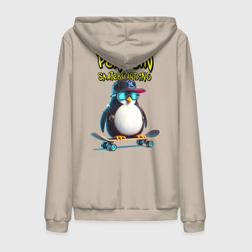 Мужская толстовка на молнии хлопок Penguin skateboarding - ai art fantasy
