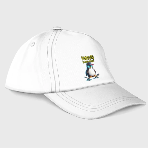 Бейсболка Penguin skateboarding - ai art fantasy