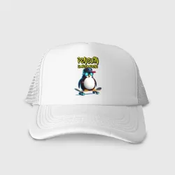 Кепка тракер с сеткой Penguin skateboarding - ai art fantasy