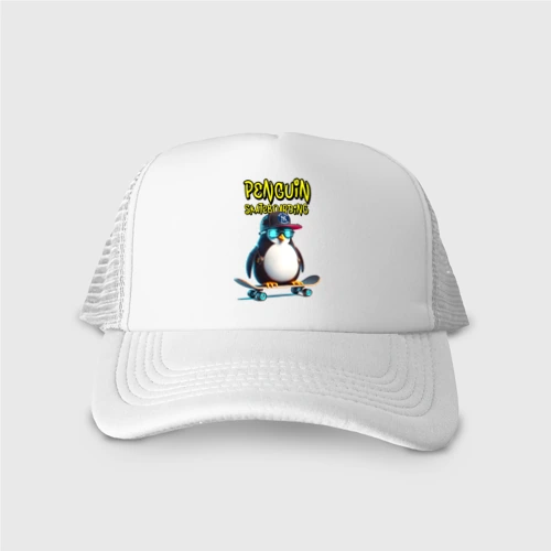 Кепка тракер с сеткой Penguin skateboarding - ai art fantasy