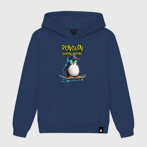 Мужская толстовка хлопок Penguin skateboarding - ai art fantasy