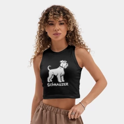 Женская укороченная майка-топ хлопок Шнауцер в стиле граффити - фото 2