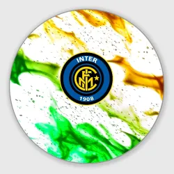 Круглый коврик для мышки Inter зеленый огонь