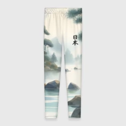 Леггинсы 3D Японский акварельный пейзаж