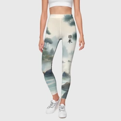 Леггинсы 3D Японский акварельный пейзаж - фото 2