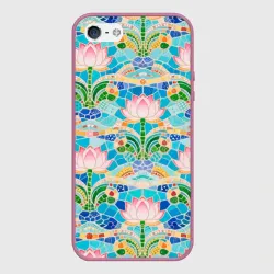 Чехол для iPhone 5/5S матовый Белый лотос декоративный и волны