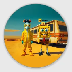 Круглый коврик для мышки Sponge Bob and Squidward - Breaking bad