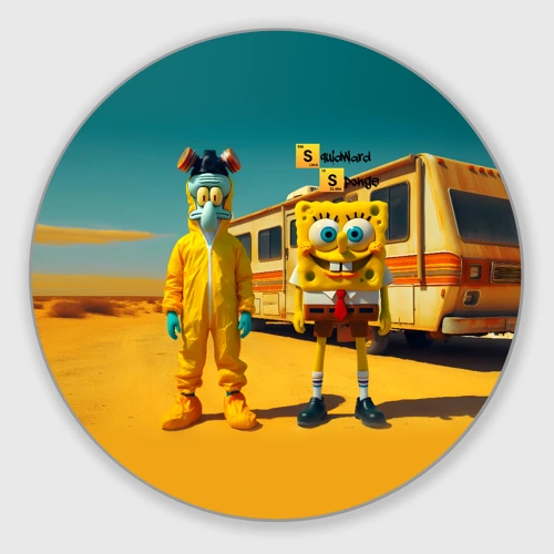 Круглый коврик для мышки Sponge Bob and Squidward - Breaking bad