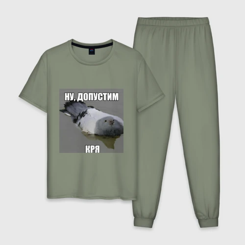 Мужская пижама хлопок Ну допустим кря - голубь-мем