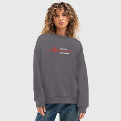 Женский свитшот oversize без начеса хлопок Пульс и одна жизнь - фото 2
