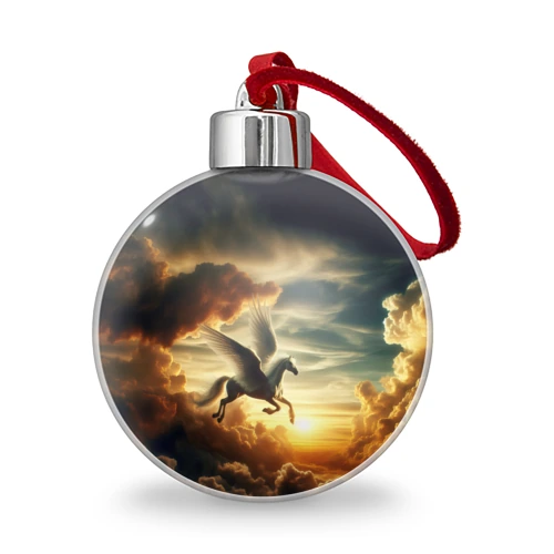 Ёлочный шар Пегас парит в золотых облаках
