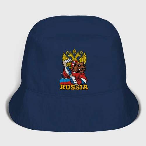 Мужская панама хлопок Русский хоккей - медведь