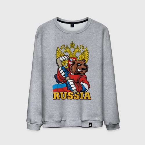 Мужской свитшот хлопок Русский хоккей - медведь