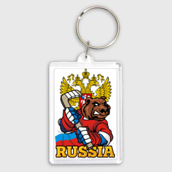 Брелок прямоугольный 35*50 Русский хоккей - медведь