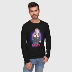 Мужской лонгслив хлопок Рок-девушка: цветные волосы - rocker - фото 2