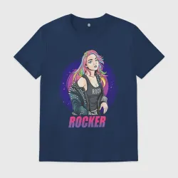 Мужская футболка хлопок Рок-девушка: цветные волосы - rocker