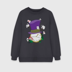 Женский свитшот oversize без начеса хлопок Алиса в зазеркалье