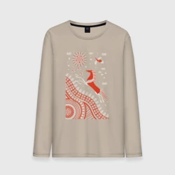 Мужской лонгслив хлопок Мезенский конь взбирается на гору