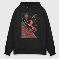 Мужское худи Oversize хлопок Мезенский конь взбирается на гору