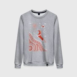 Женский свитшот хлопок Мезенский конь взбирается на гору