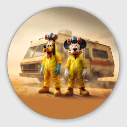 Круглый коврик для мышки Mickey and Pluto - Breaking bad soap opera