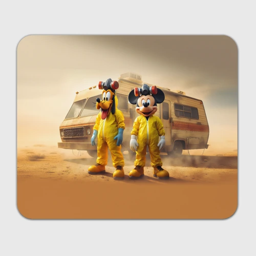 Прямоугольный коврик для мышки Mickey and Pluto - Breaking bad soap opera