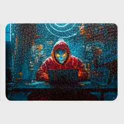 Картхолдер с принтом Хакер в маске за ноутбуком - фото 2