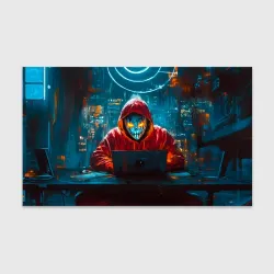 Бумага для упаковки 3D Хакер в маске за ноутбуком